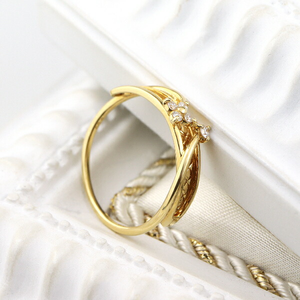 K18 ダイヤモンド フラワー リング 指輪 ゴールド 花 18金 18k