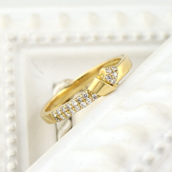 K18 ダイヤモンド ゴールド リボン リング 指輪 結び目 18金 18k