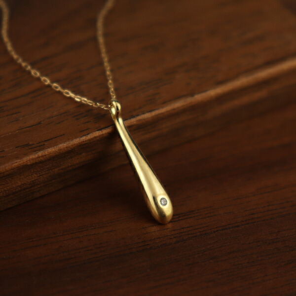 K18 ダイヤモンド ドロップ スティック ネックレス 18金 18k ゴールド 