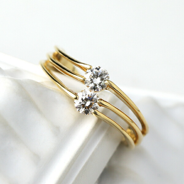 K18細め三連リング　59H2508 K18細め三連リング 59H2508